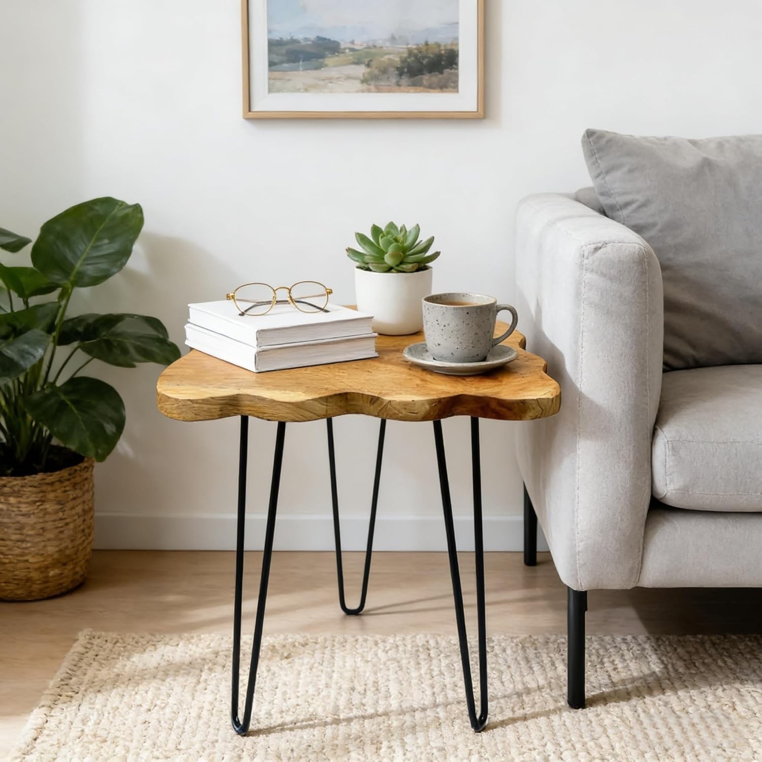 Live Edge Cedar End Table 20″ x 14″ x 20″ Small Side Table Natural Wood Slab
