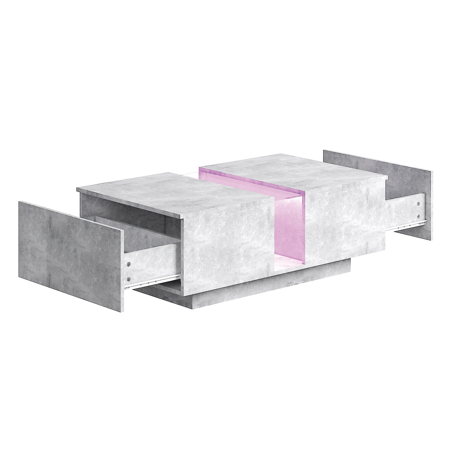Led Coffee Table for Living Room Acrylic Coffee Tables with 2 Sliding Drawers