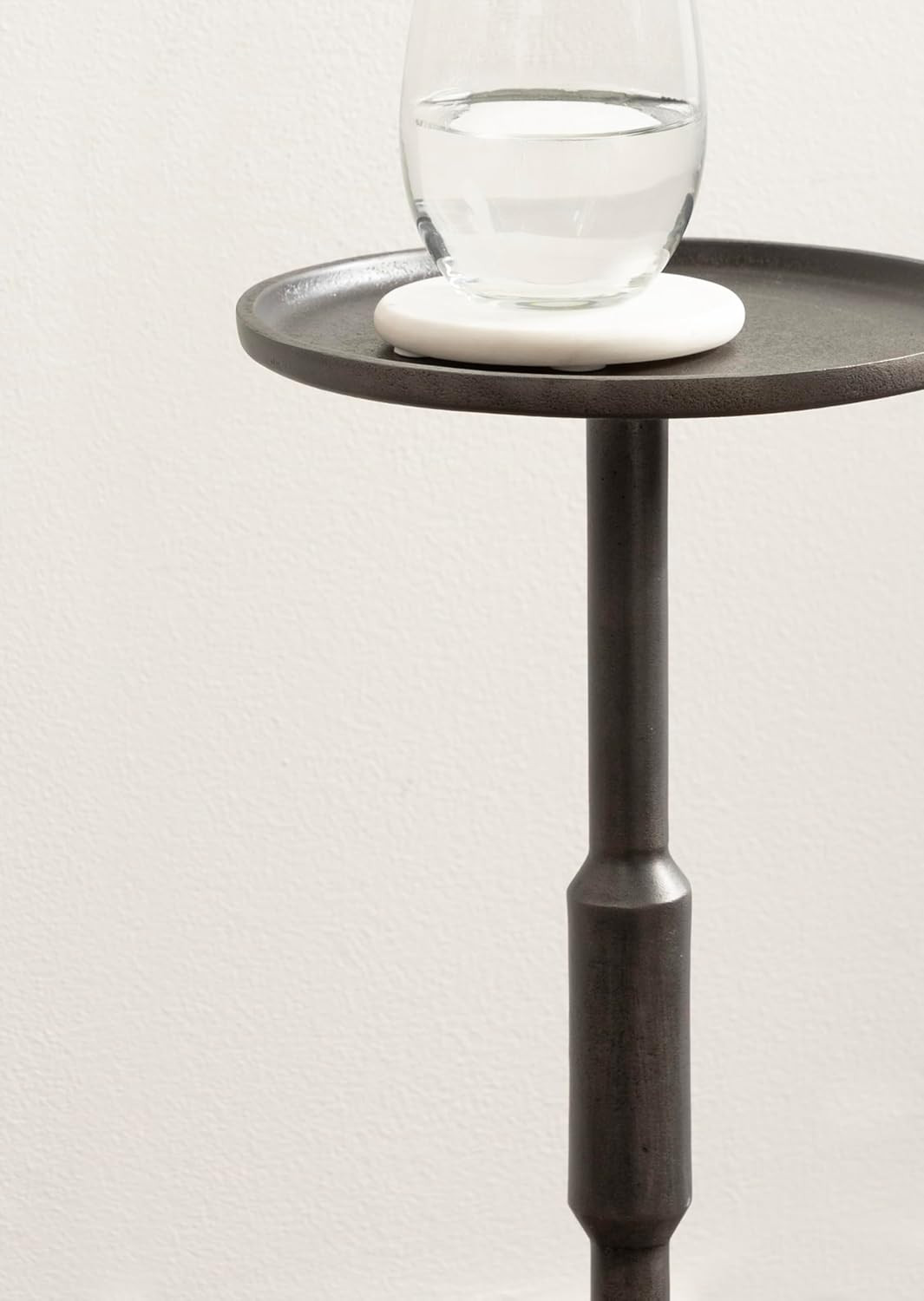 Truxton Graphite Metal Drink Table – Modern Industrial Pedestal Stand