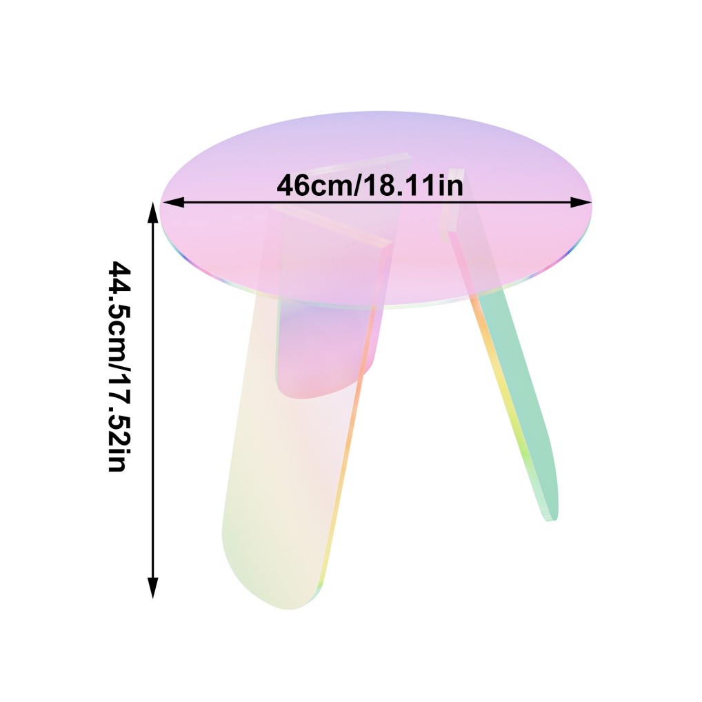 Premium Acrylic Side Table 18.11×17.52 inch Clear Modern Iridescent Coffee Table