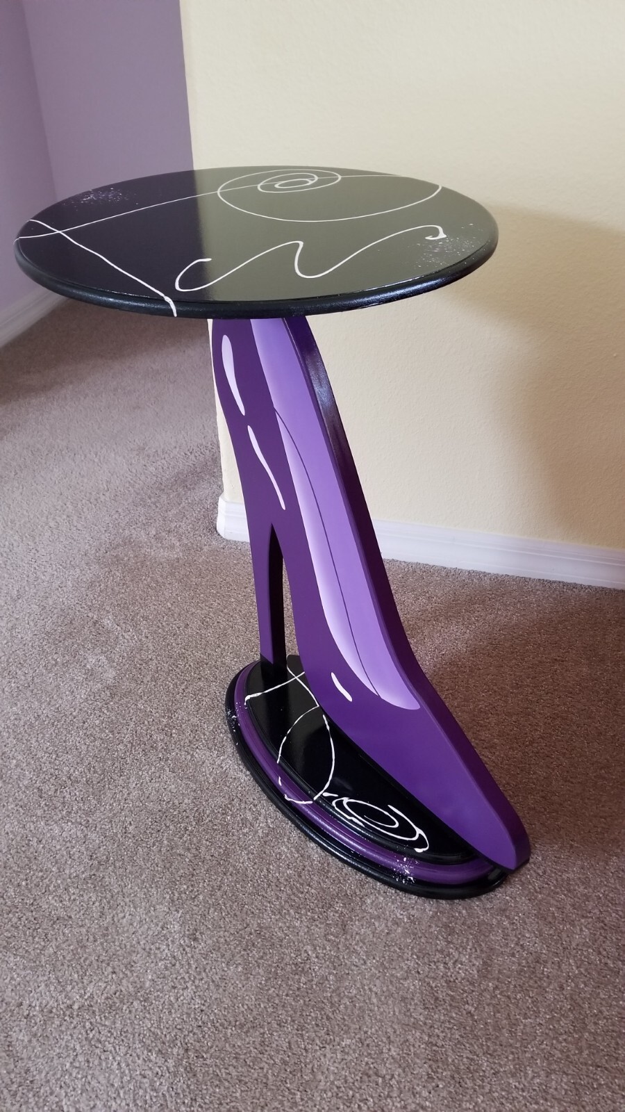 Purple Shoe Table, high heel table, unique shoe End Table, accent table by Art69