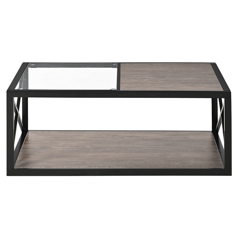 Modern Coffee Table Center Table Rustic Wood Grain MDF w/Storage for Living Room