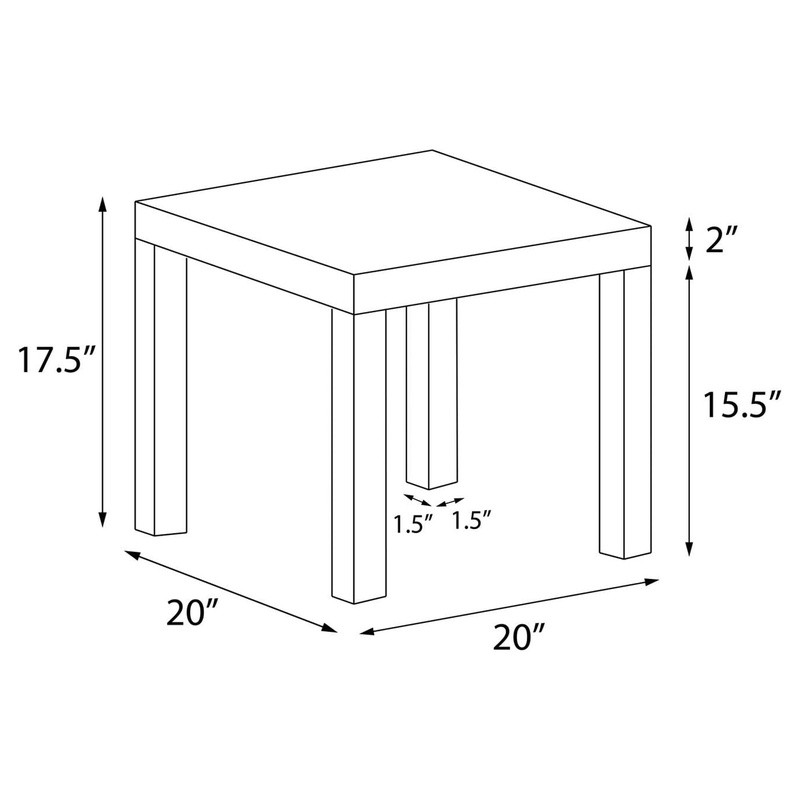 Minimalistic End Table PVC Laminated Hollow Core Space Saving Indoor Furniture