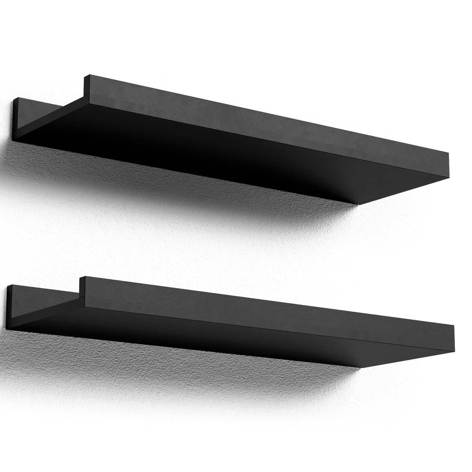 Boswillon Floating Shelves Wall Mounted Set of 2, Modern Black 15.7 in,