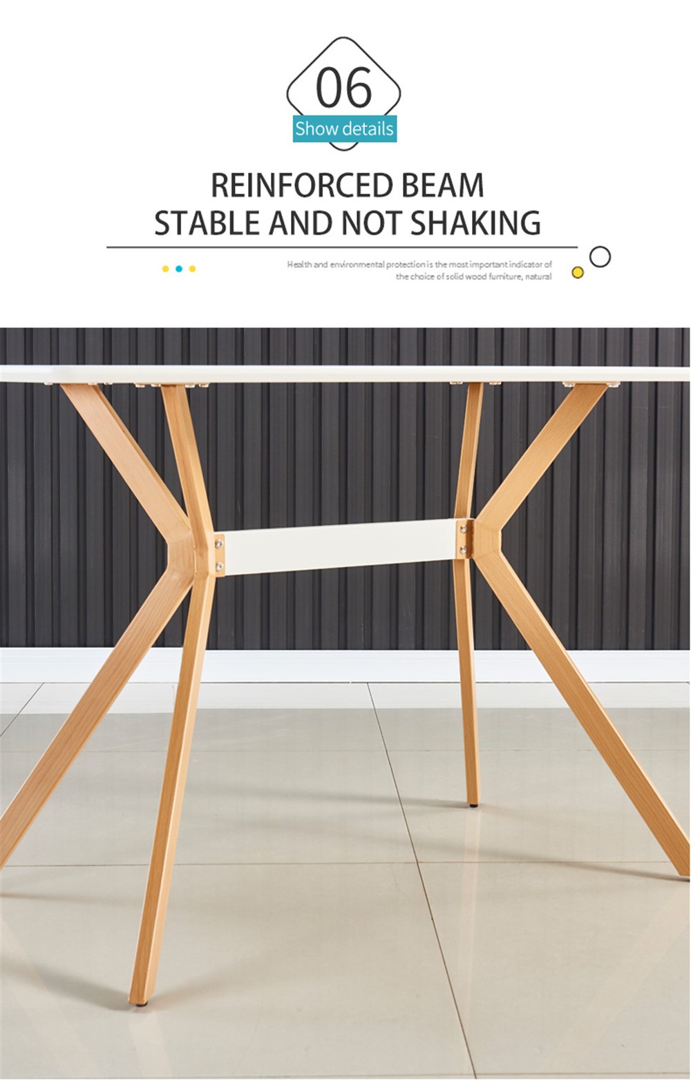 Modern Minimalist Dining Table MDF Top Metal Legs White 47.24″ x 28.74″
