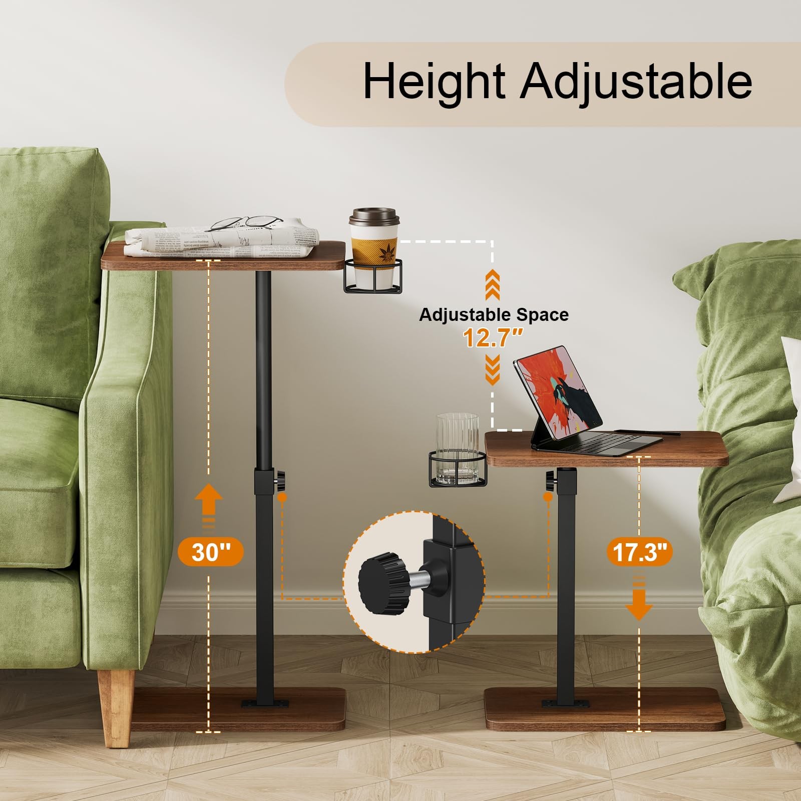 TV Tray Table 360° Swivel Height Adjustable TV Trays for Eating on CouchSofa …