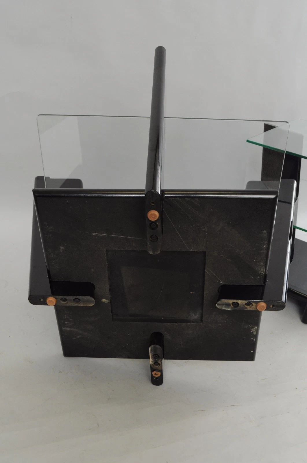 Contemporary Modern Black Lacquer & Glass 3 Tier Space Age End Tables – a Pair