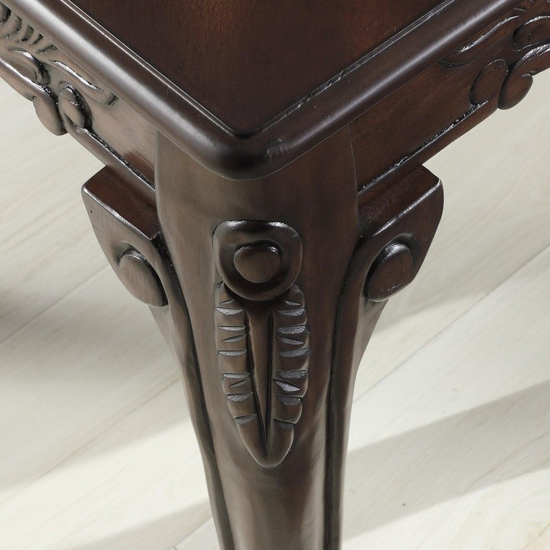 Traditional Resin End Table W/ Claw Feet Ornate Detailing Cherry Finish New