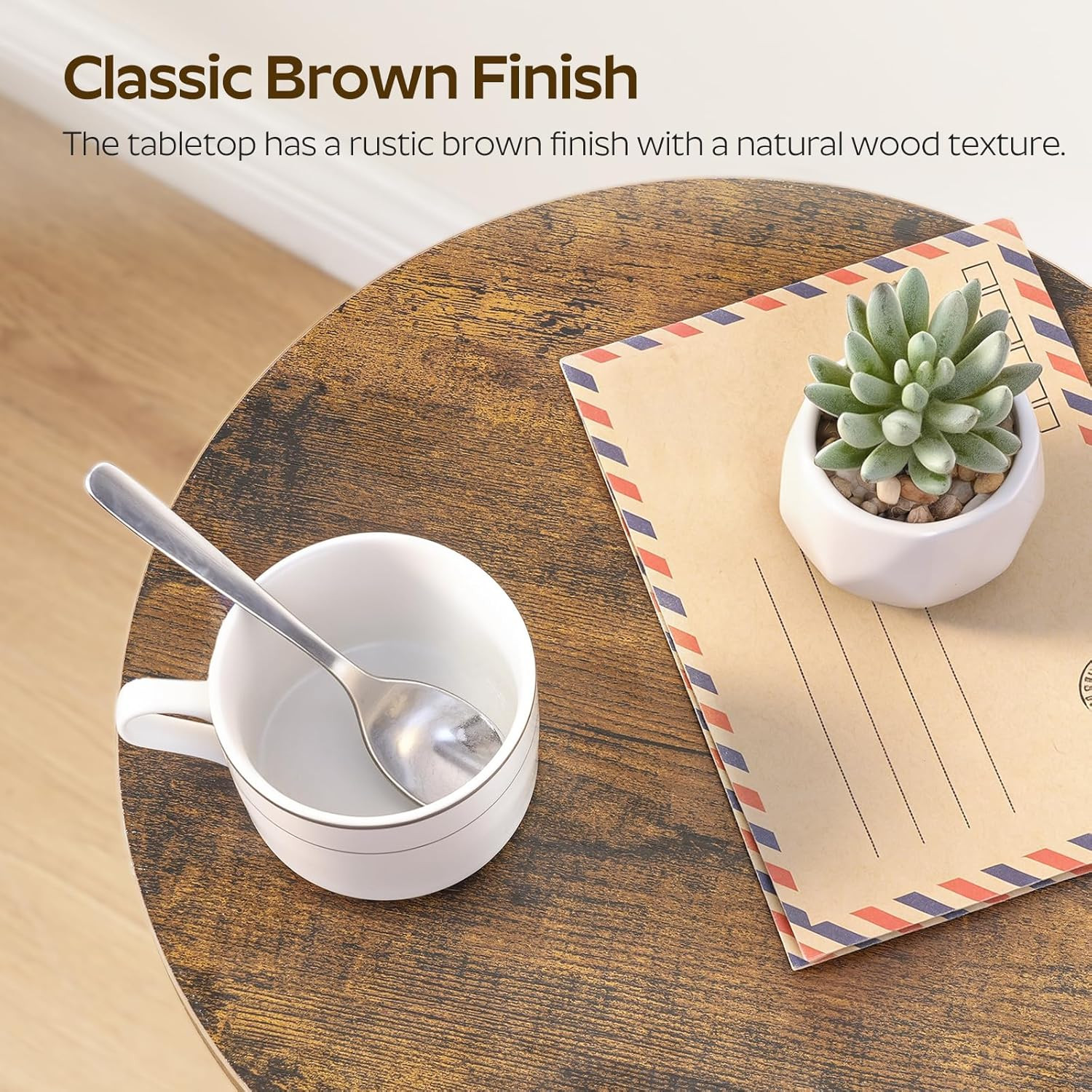 Round Side Table, Small End Table, Drink Table, beside Table for Small Space, Co