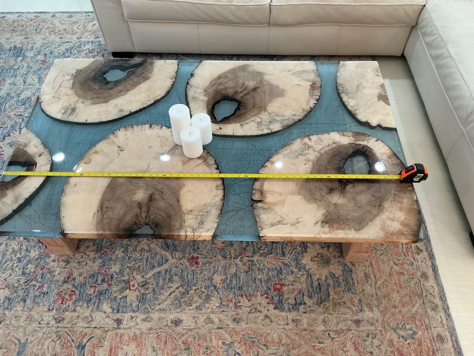 Handmade NYC artist Epoxy Coffee Table Maple 5’x3’ 60”x36”x1.5” live edge