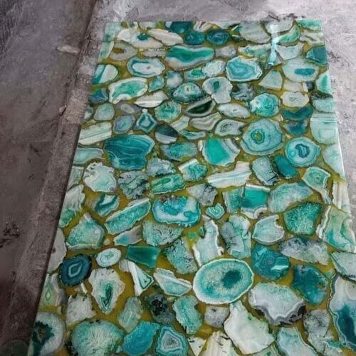 Green Agate Coffee Table Top Artisan Stone Table – Perfect for Entertaining