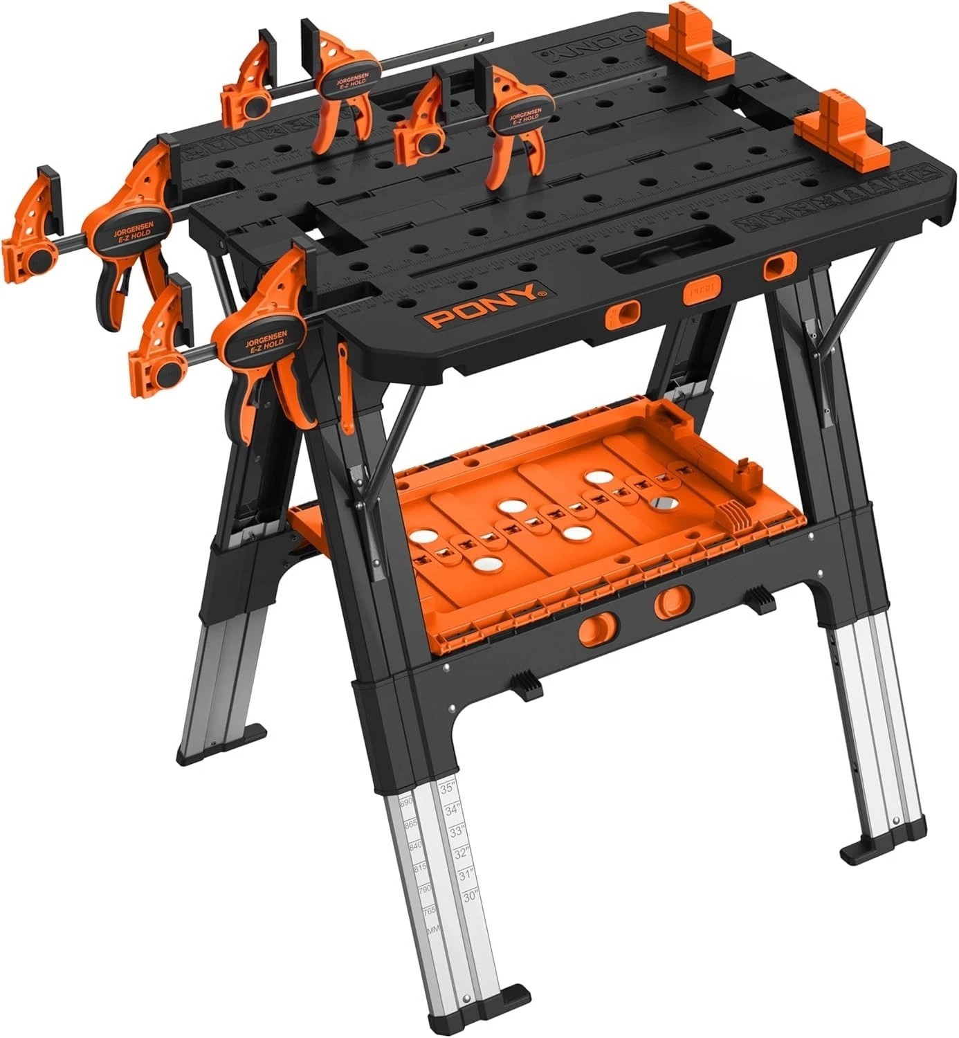 31” Folding Workbench with Clamps – 2-in-1 Adjustable Sawhorse for All Projects