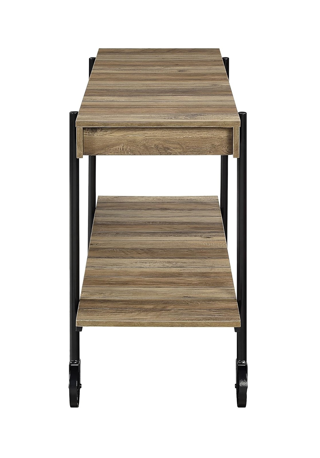 Industrial-style sofa table, natural color, with adjustable slat design