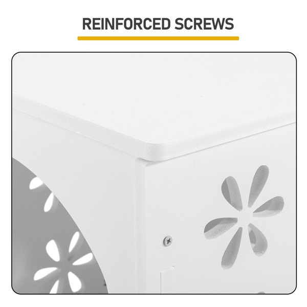 2-Tier Side Table with Storage Nightstand Opening For Indoor Outdoor White
