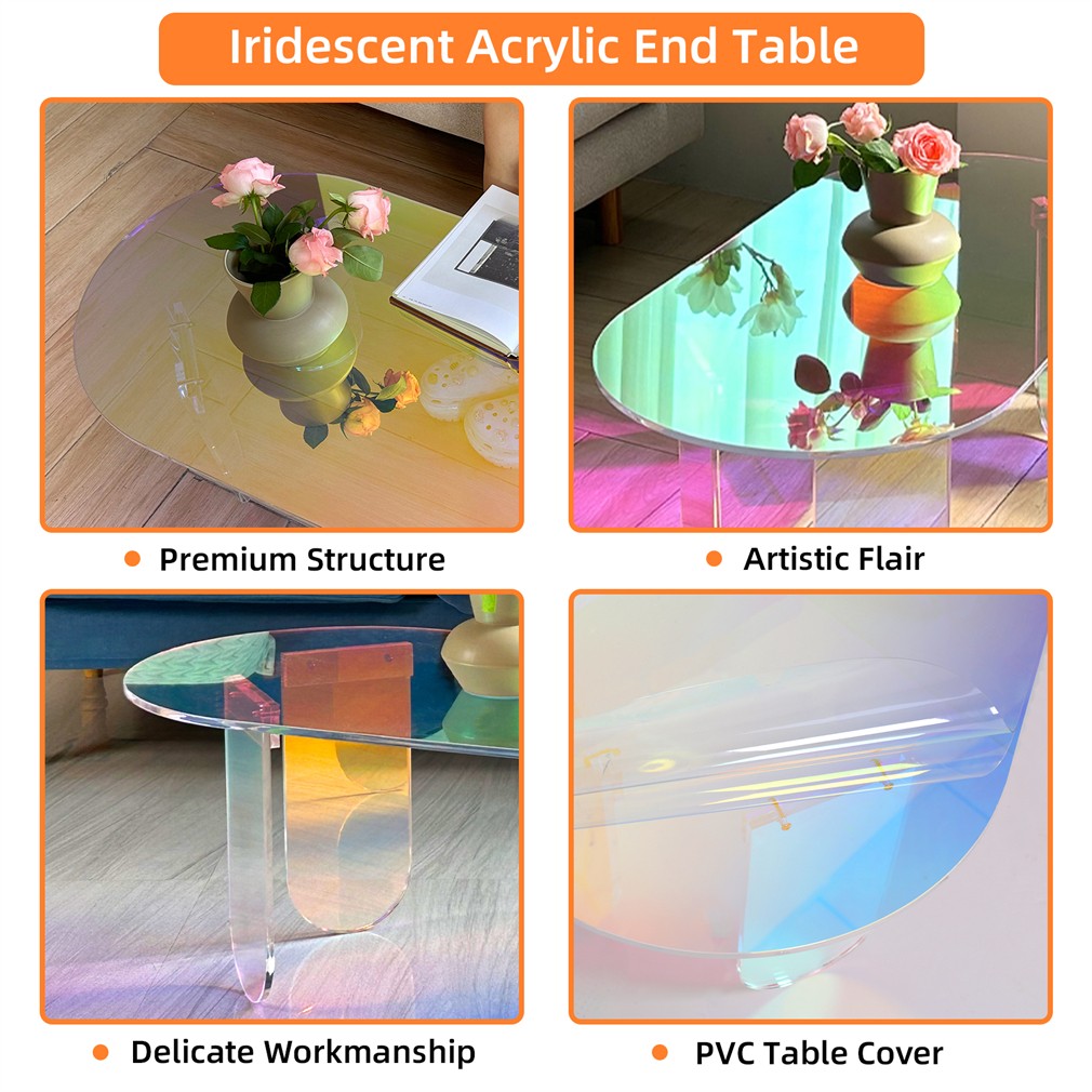 Rainbow-colored Coffee Table With Pvc Mat Vitality Indoor Home Decoration