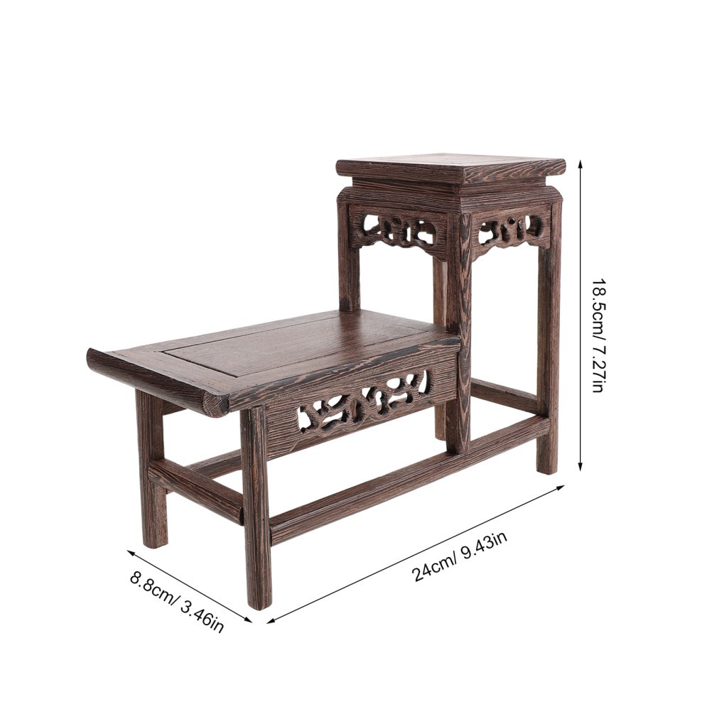 Rustic 2 Tier Wood Display Stand Reusable Indoor Plant Riser for Home Use
