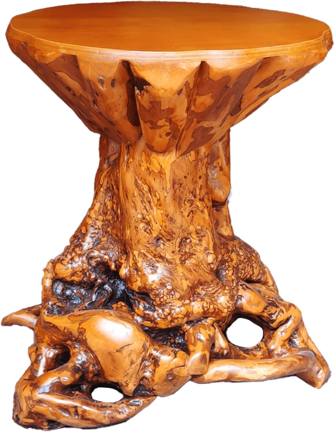 Rustic Live Edge Tree Stump End Table | Unique Wood Log Side Table