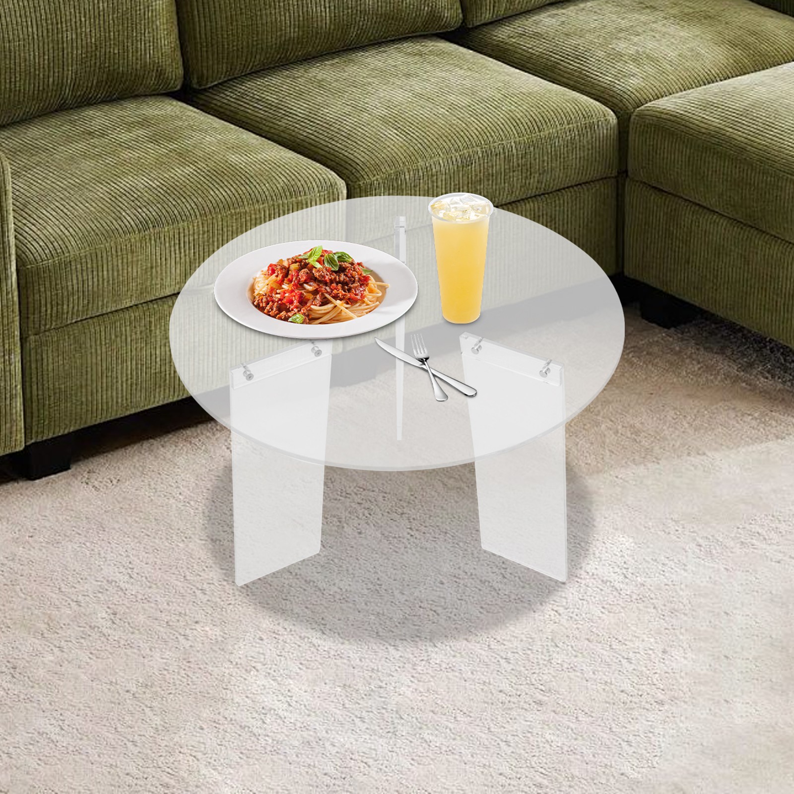 Acrylic Clear 15.7 in High Round Acrylic Side Table, Acrylic Coffee Side Table