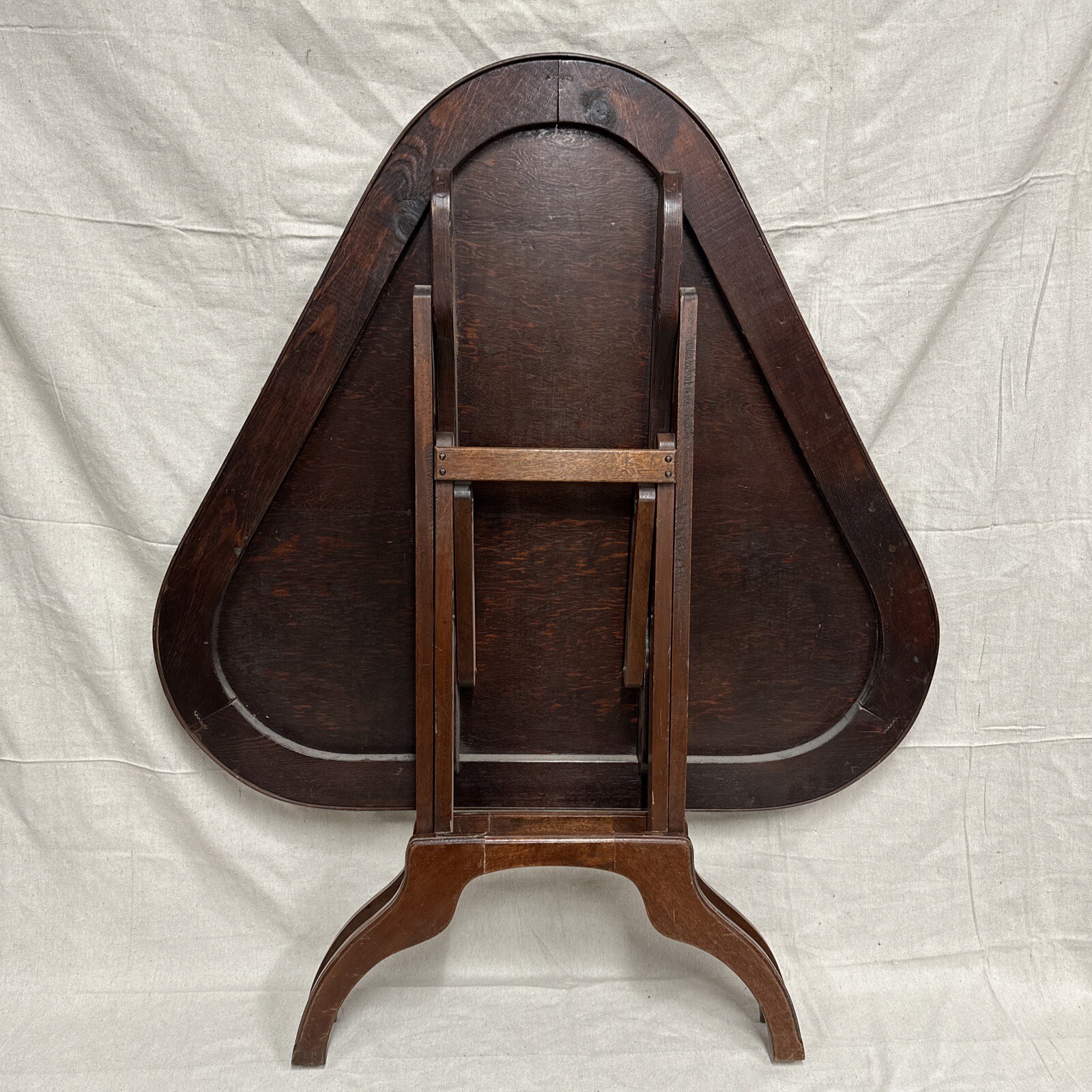 Mid Century Triangular Folding Corner Table Unique MCM Wooden Rounded Corner