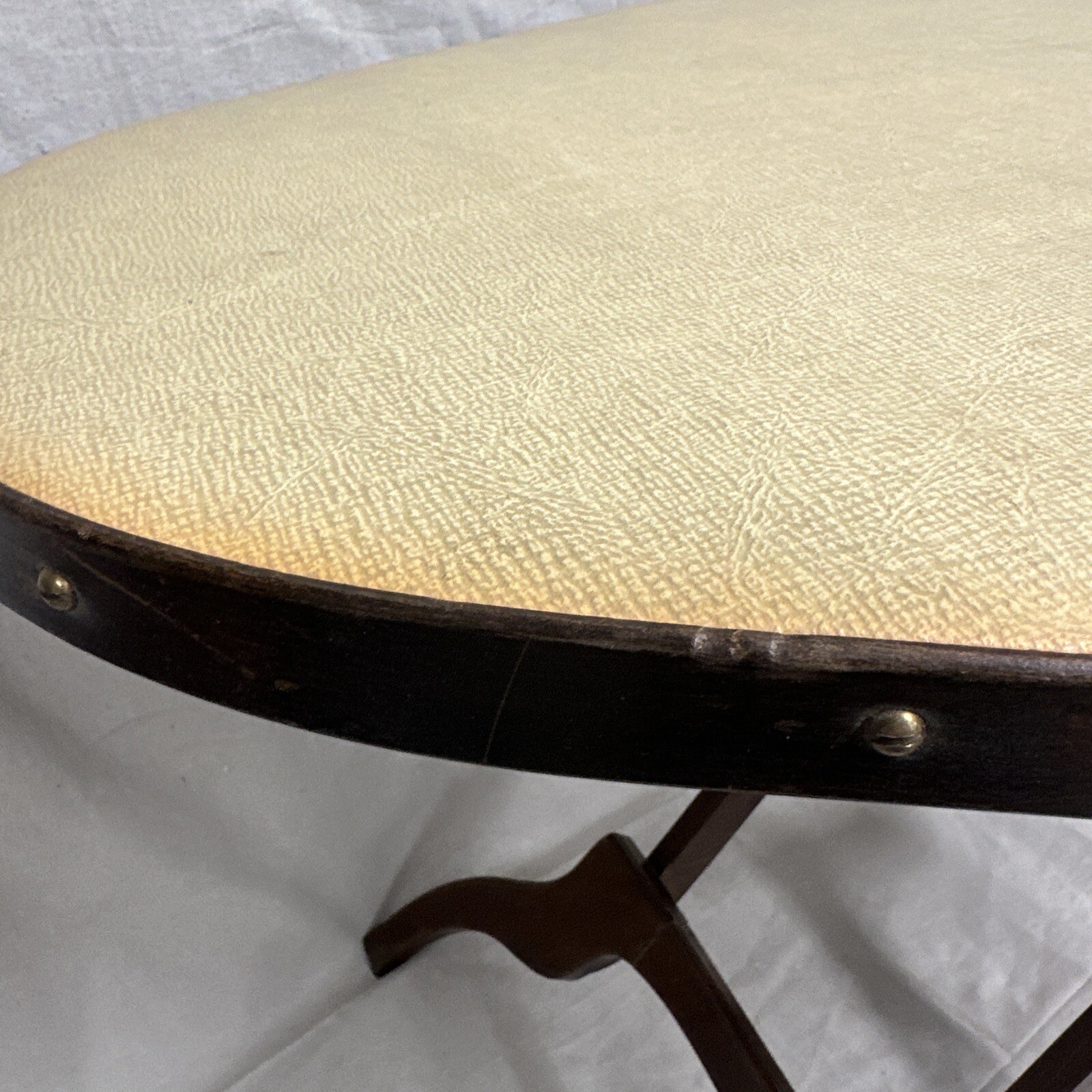 Mid Century Triangular Folding Corner Table Unique MCM Wooden Rounded Corner