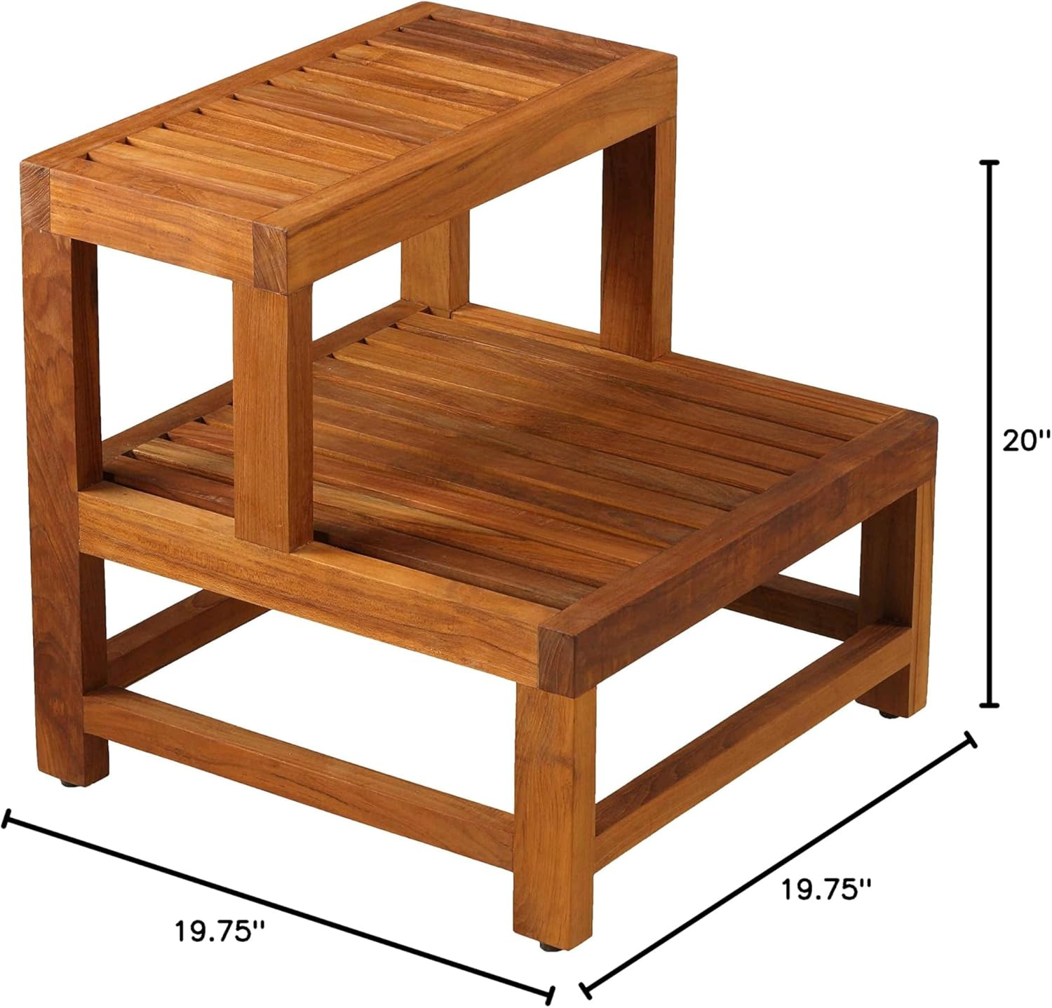 Elegant Solid Teak Wood 2-Tier End Table by