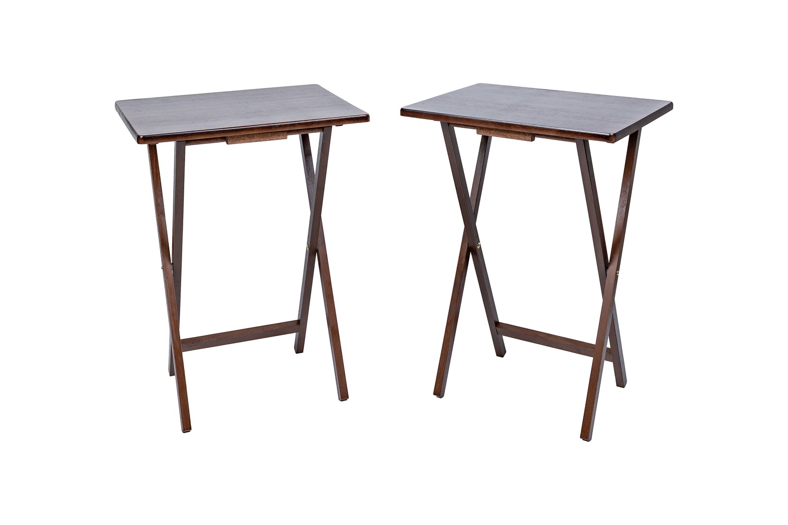 Rubberwood Folding TV Tray Table, Walnut (Set of 2)