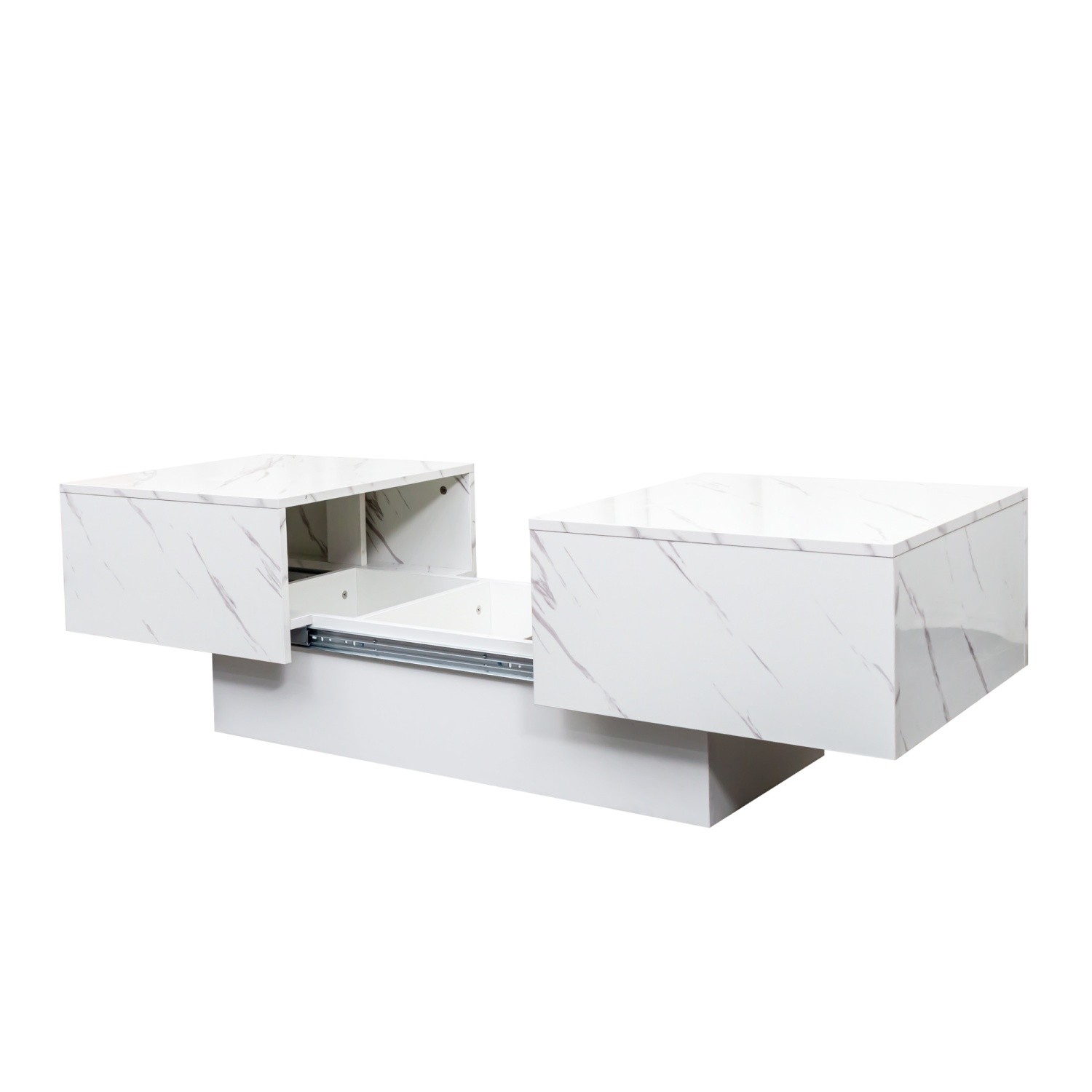 LED Coffee Table Center Cocktail Table w/ Sliding Tabletop & Hidden Storage