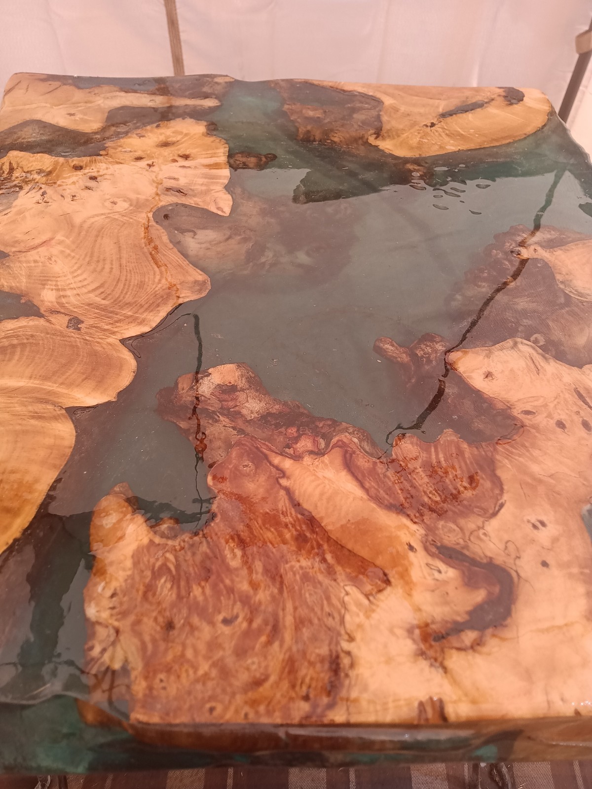 River TABLE-Red Cedar with Blue Epoxy and Dark Vein