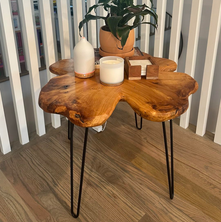 Live Edge Wood Coffee Table Unique Cedar Tree Stump Mid Century Log Cabin Accent