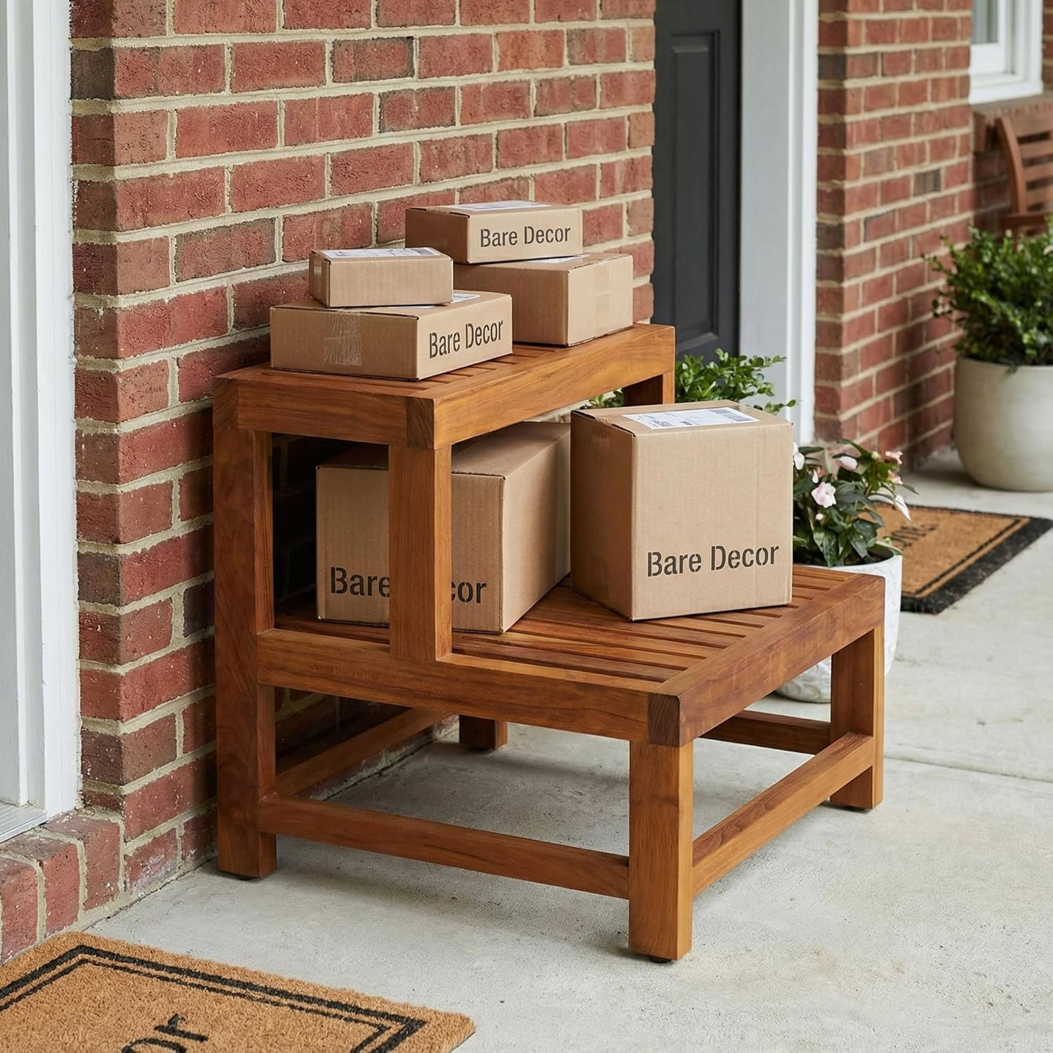 Elegant Solid Teak Wood 2-Tier End Table by