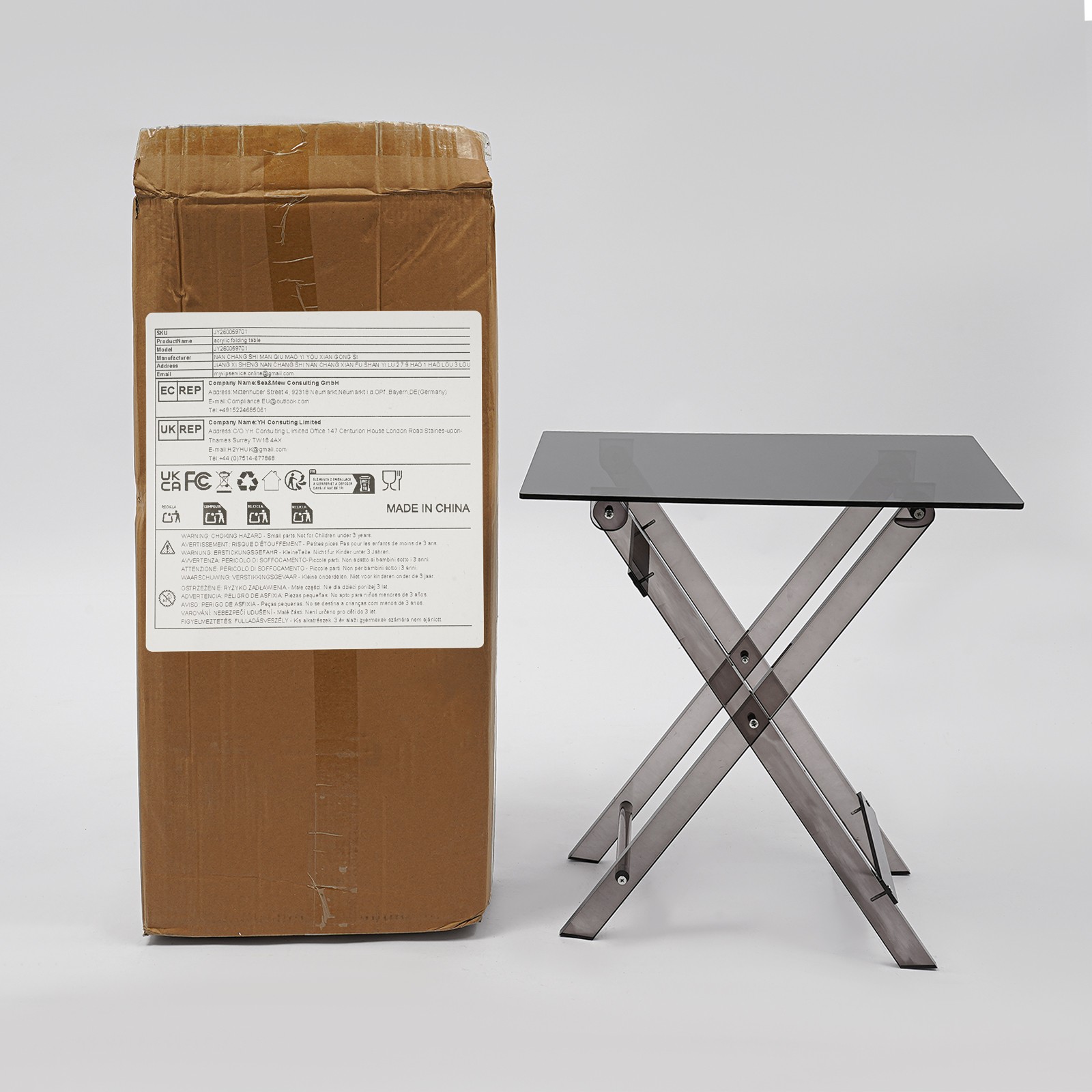 Acrylic Folding Table, Foldable TV Dinner Table, Folding Bed Desk-Space Saving