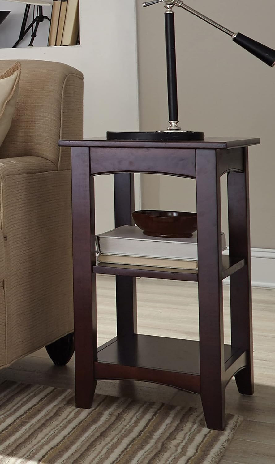Shaker Cottage End Table with Dual Storage, Espresso Finish for Any Room