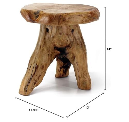 Natural Cedar Stump Stool 14″ – Live Edge Side Table, Plant Stand, Nightstand, G
