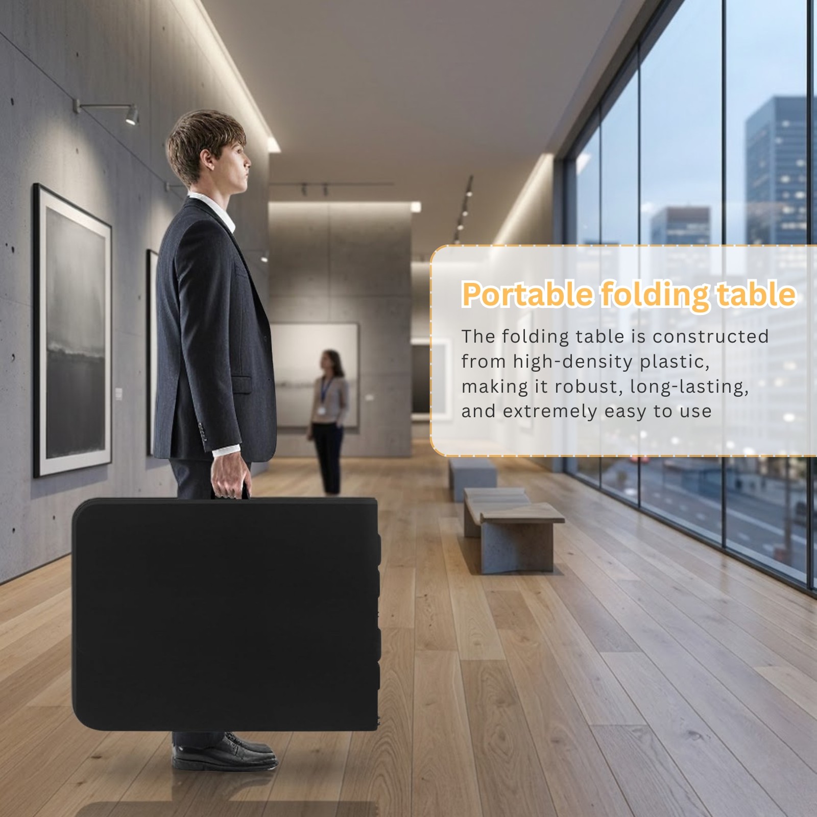 6Ft Plastic Folding Table – Ideal for Indoor/Outdoor Dining & Party Use Black