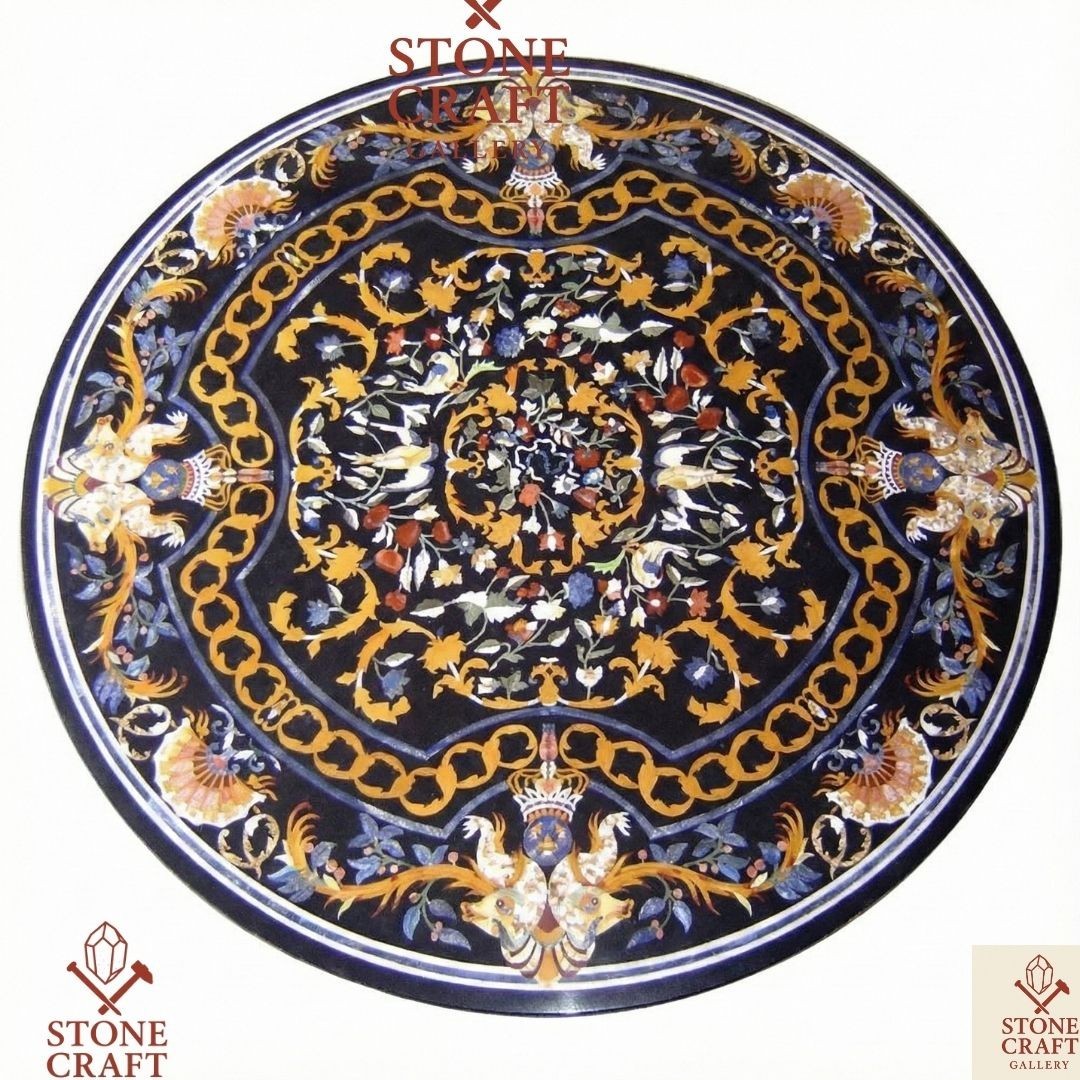 48″ Marble dining Table Top Handmade marquetry handmade Pietra dura Inlay
