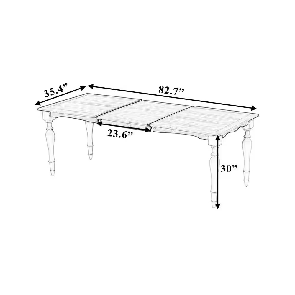 Natural Color Wood 82.7 In. 4-Legs Extendable Dining Table Seats 8 with 23.6 In.