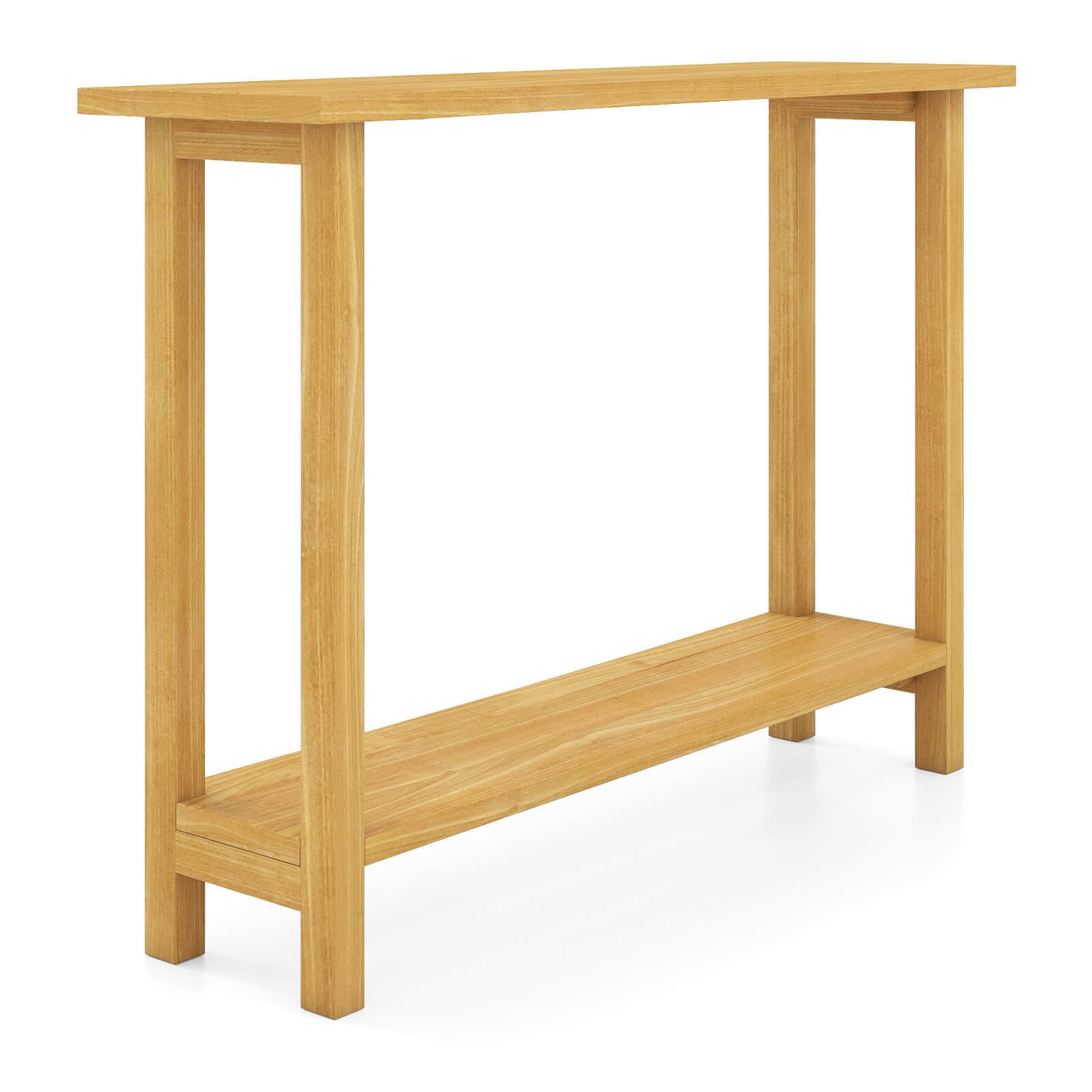 47″Solid Wood Console Table,2-Tier Narrow Farmhouse Sofa Table w/Teak Wood Frame