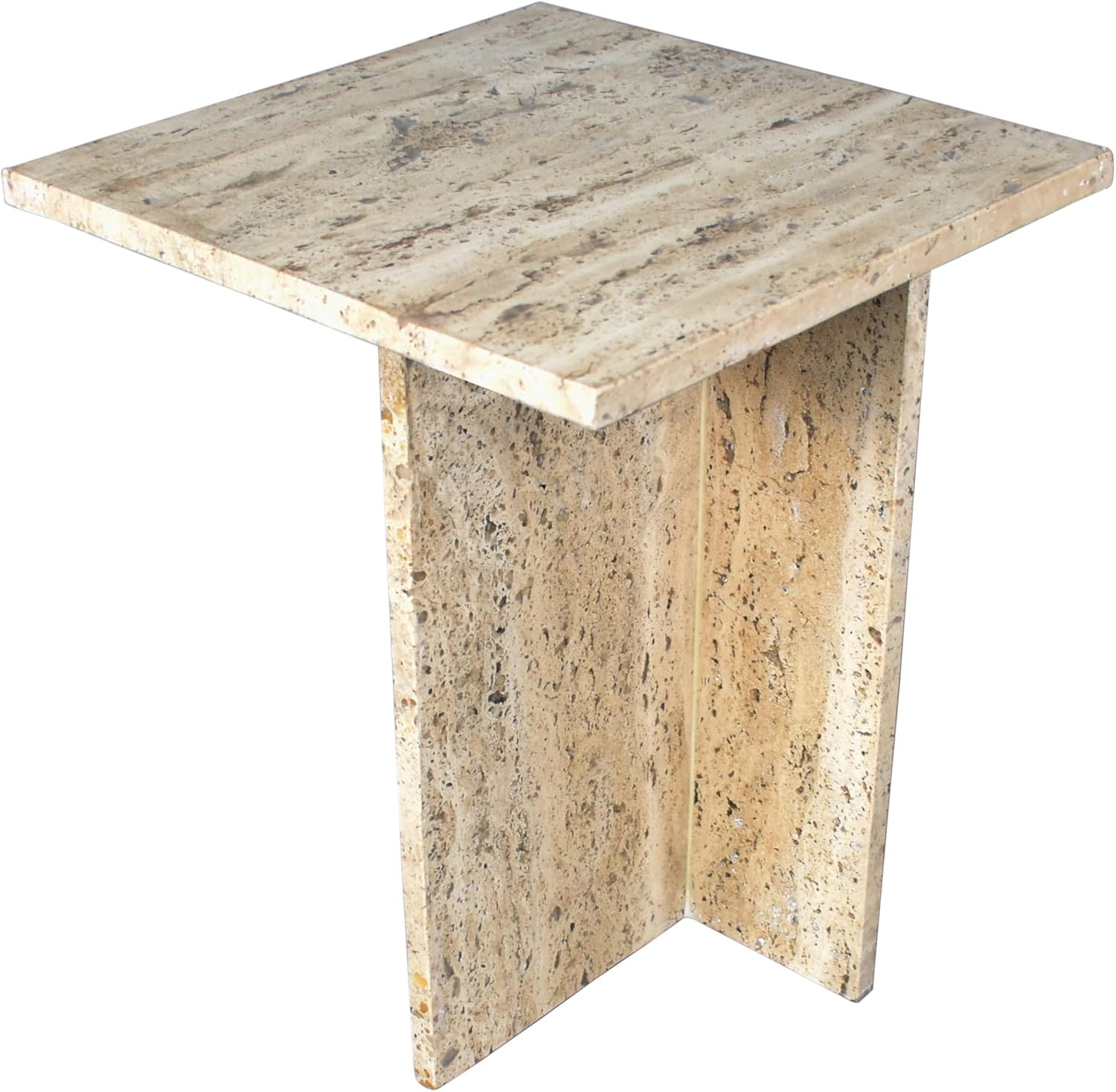 Cecil 18.5″ Contemporary Natural Marble T-Shaped End Table for Any Room