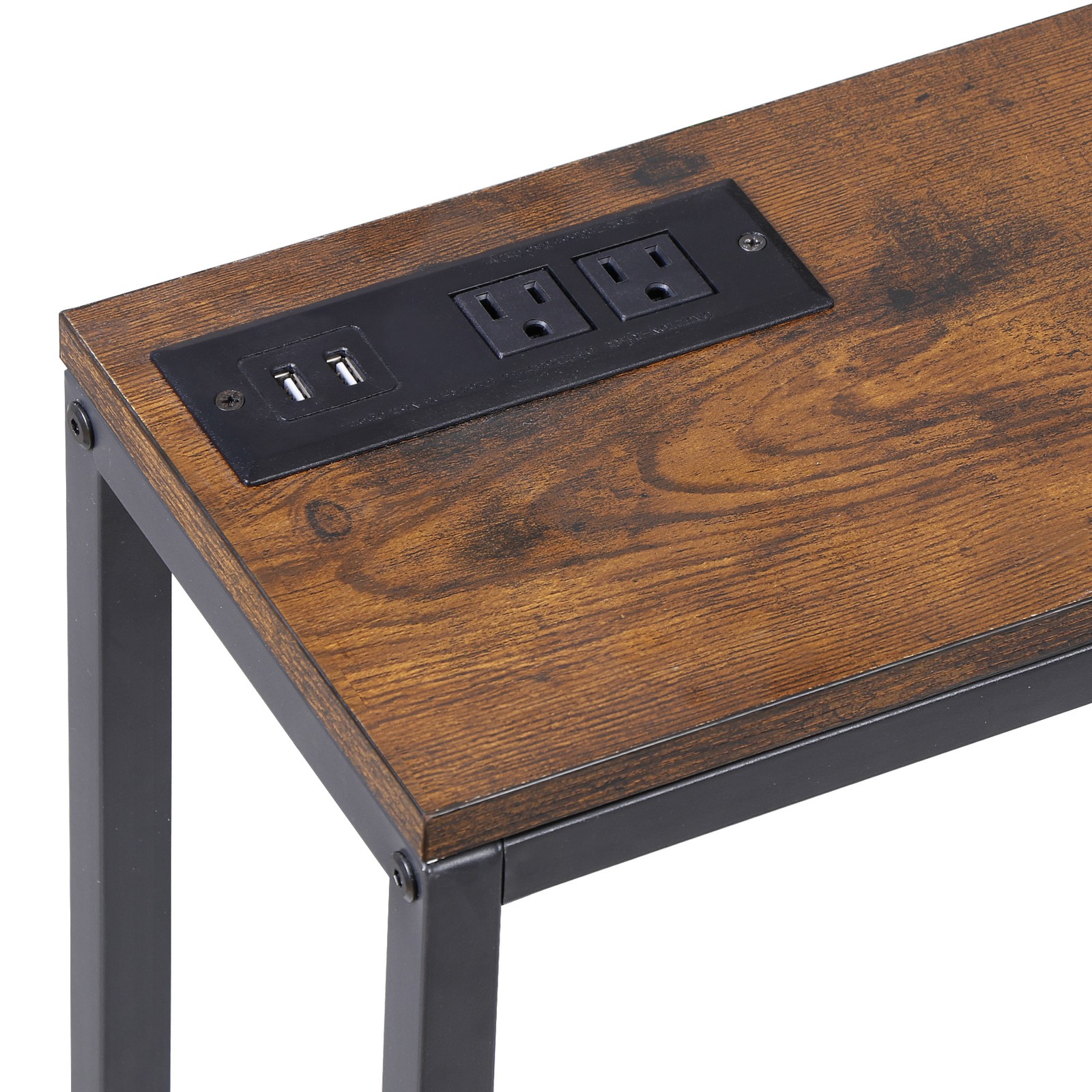 70.8″ Narrow Console Table w/ Power Outlet Behind Couch Sofa Table Rustic Brown