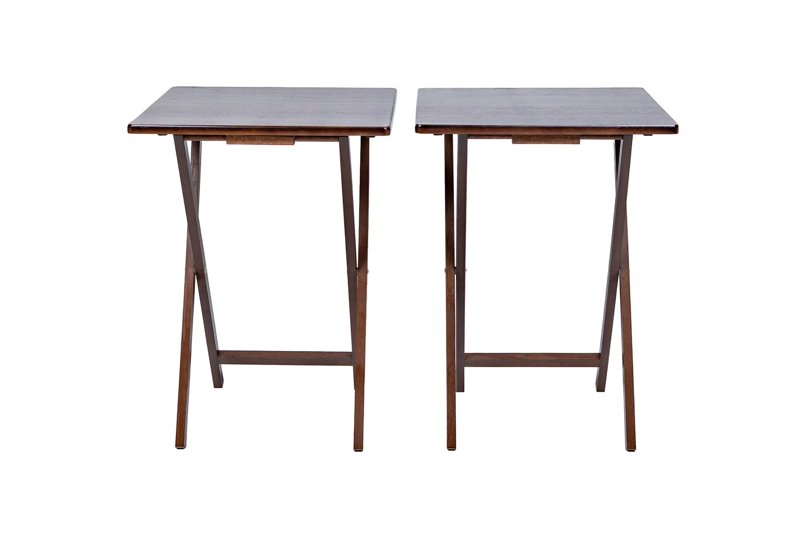 Rubberwood Folding TV Tray Table, Walnut (Set of 2)