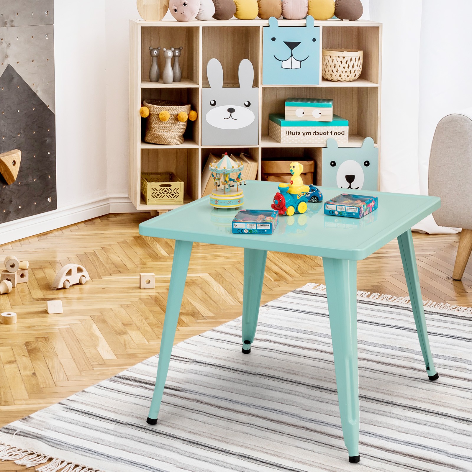 Kids Steel Square Table 27″ Children Play Learn Activity Table Indoor/Outdoor