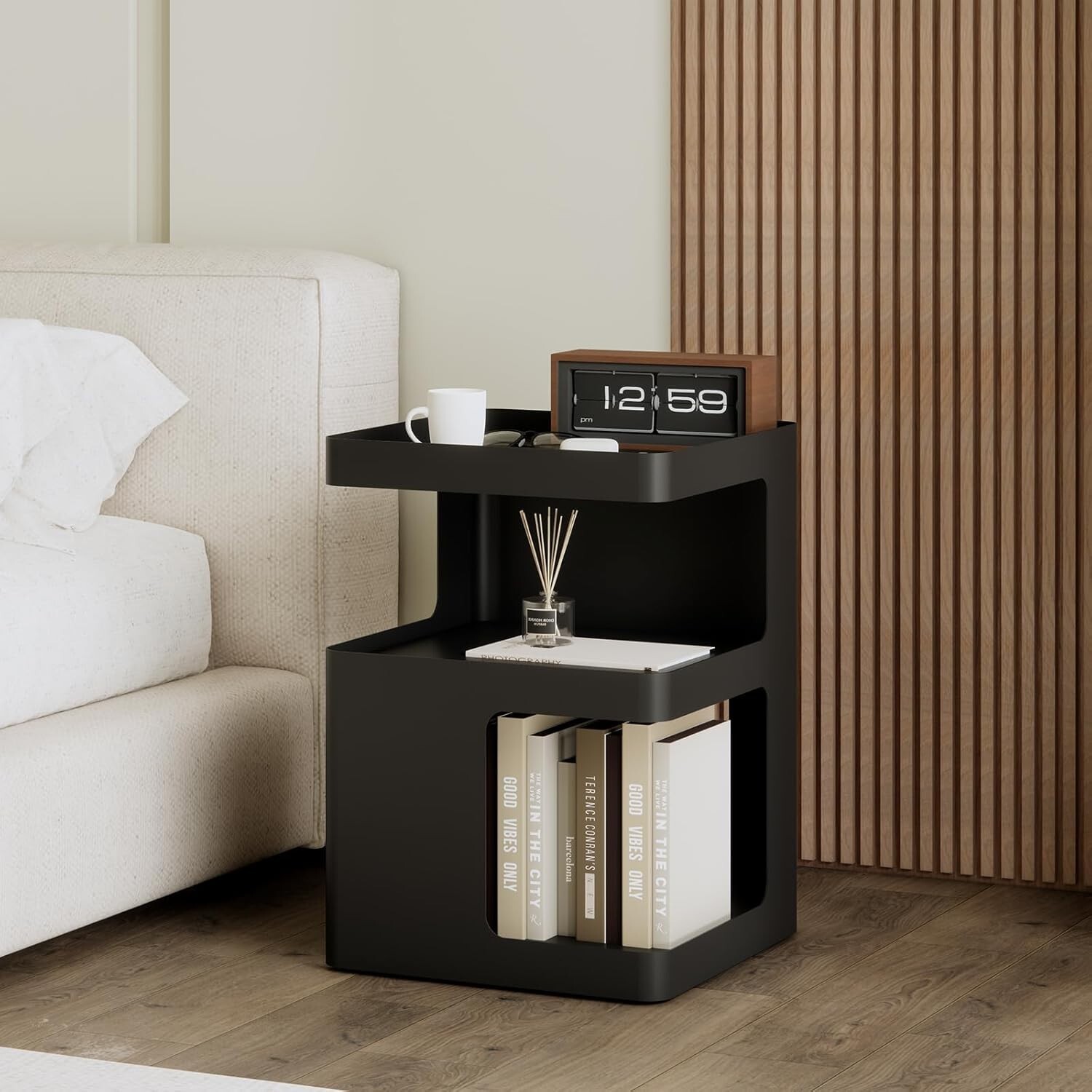 ZHBHYZ Modern Side Table,Small end Tables for Small Spaces,Black Metal nightsta