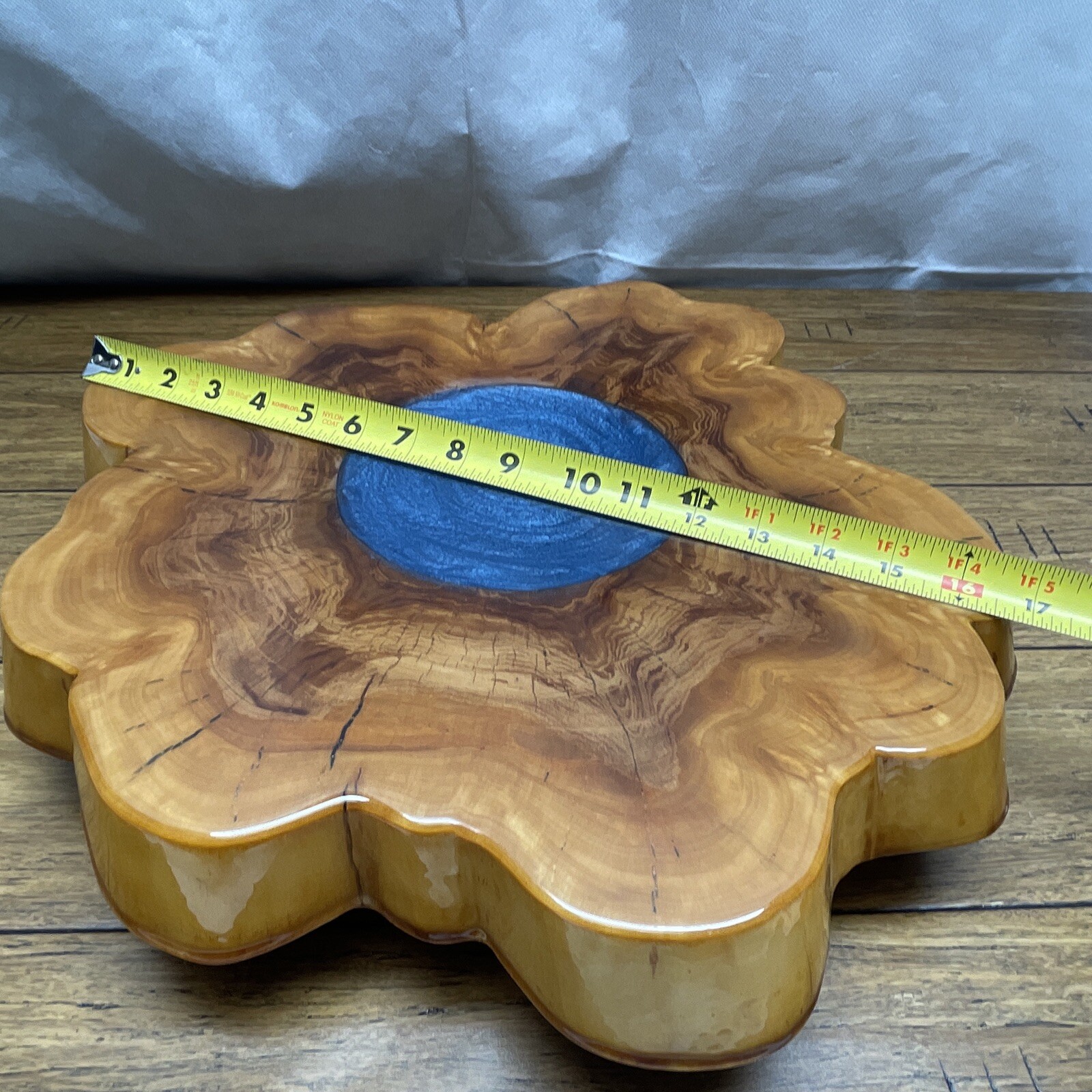 Handmade Florida Cedar Tree Slice Blue Pool Epoxy Lazy Susan Apathetic Annie