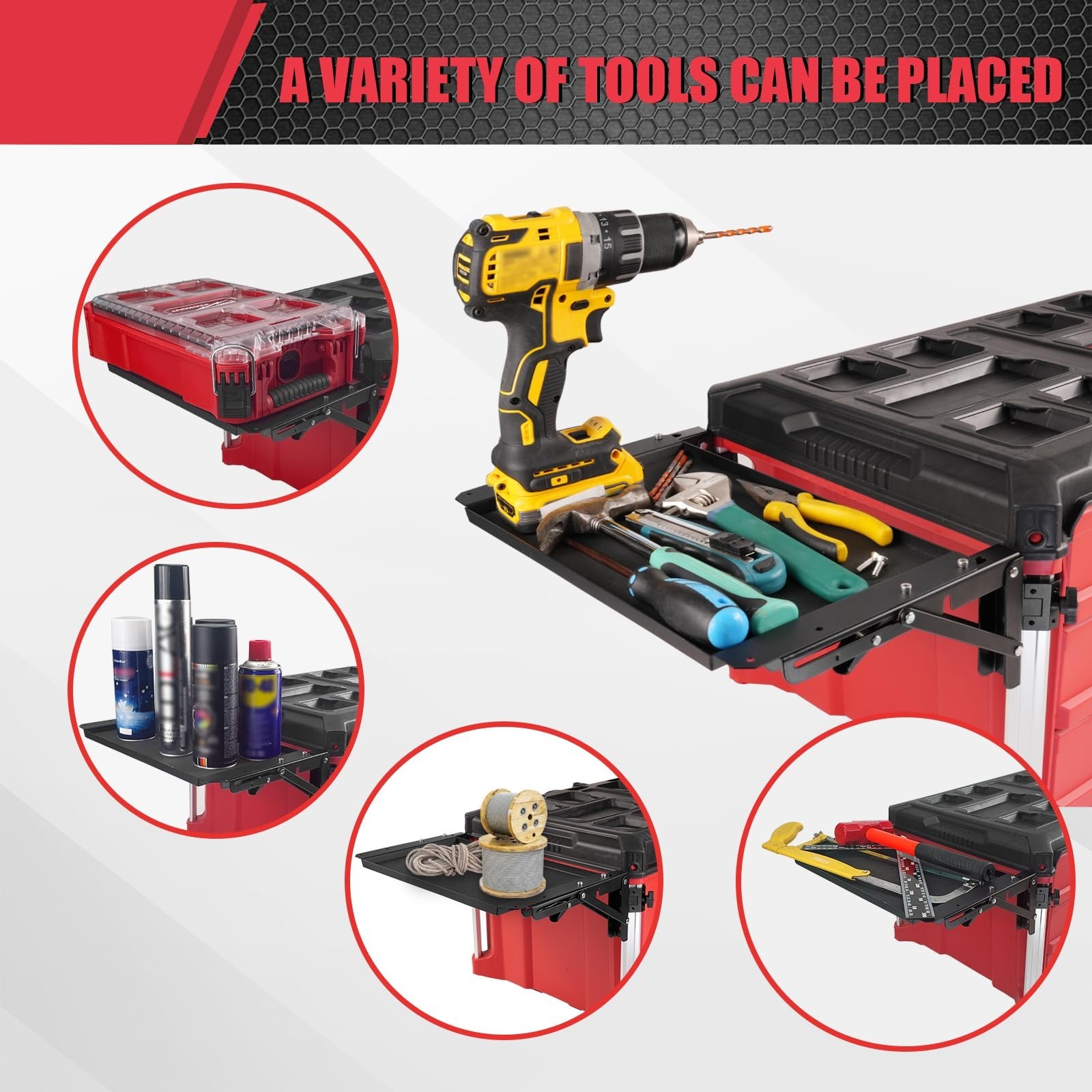 Folding Magnetic Side Table for Packout Toolbox – No-Drill Organizer & Tool Tray