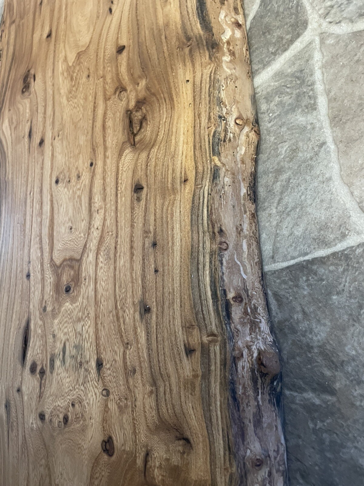 Small Live Edge Elm Table Top 40in X 15in Ready To Mount