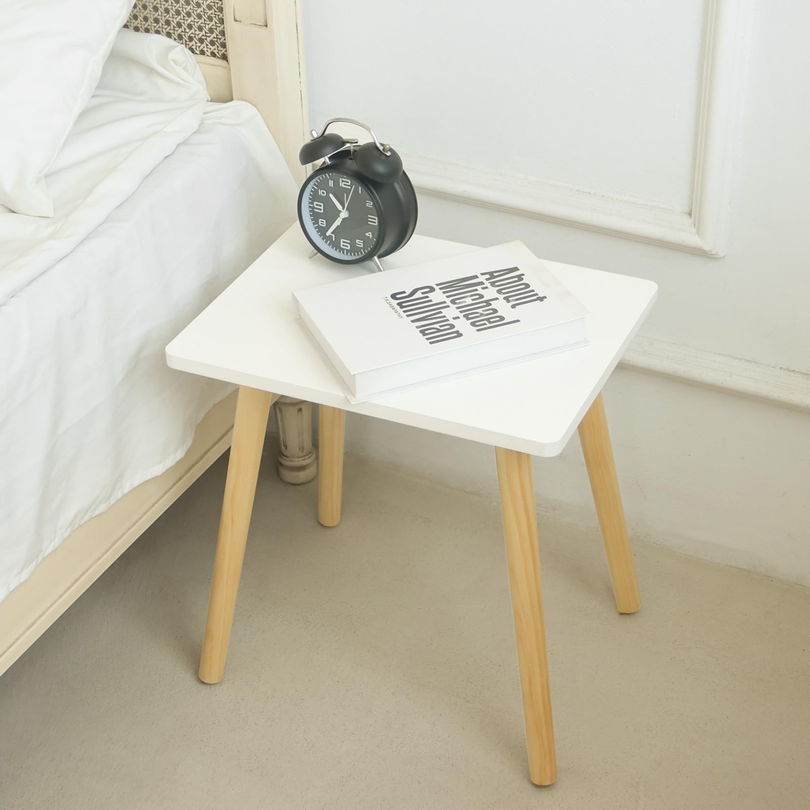 AWASEN Side Table, Small End Accent Table for 11.8”x15.8”x16.5”, White