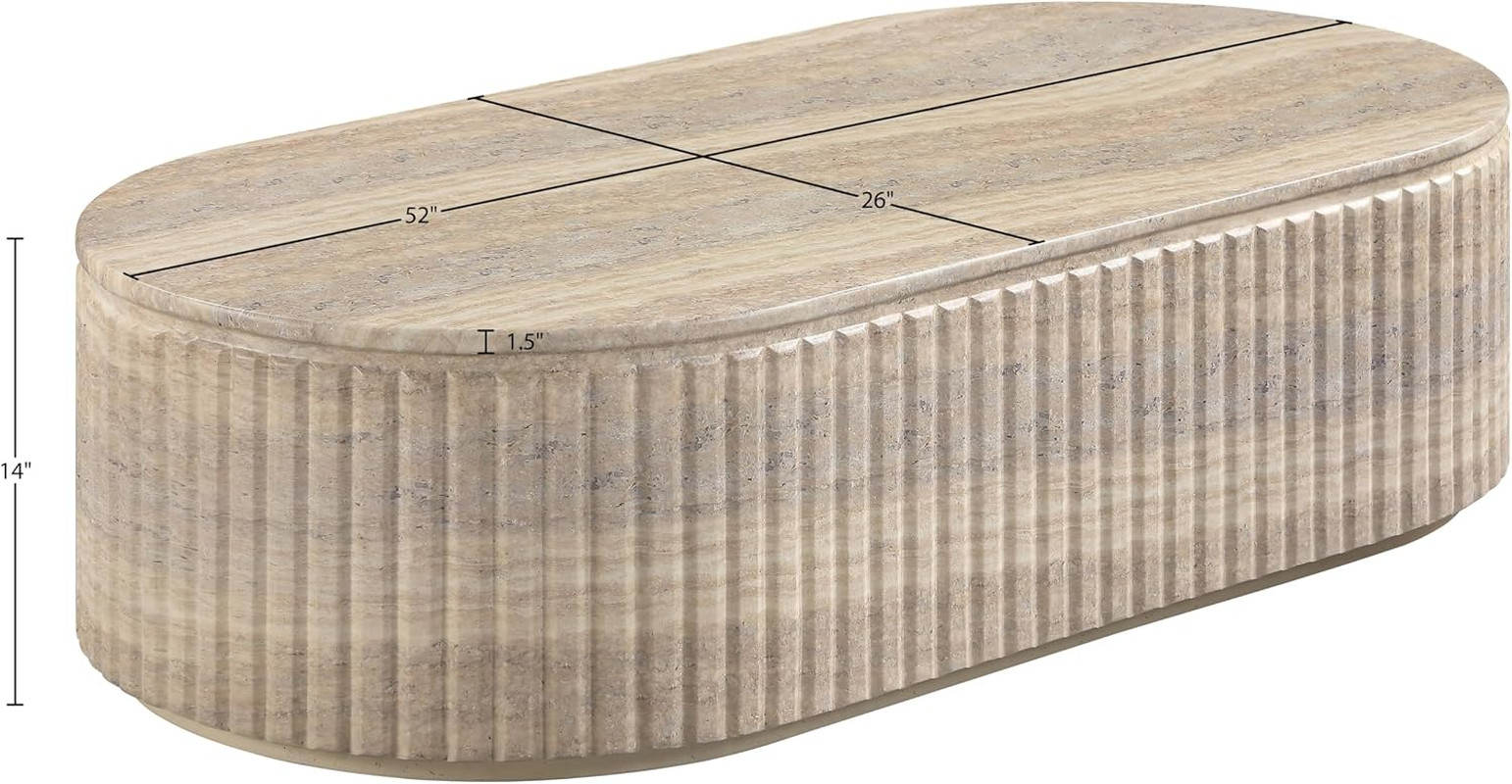 Catania Art Deco Coffee Table in Travertine Finish – Indoor/Outdoor Use