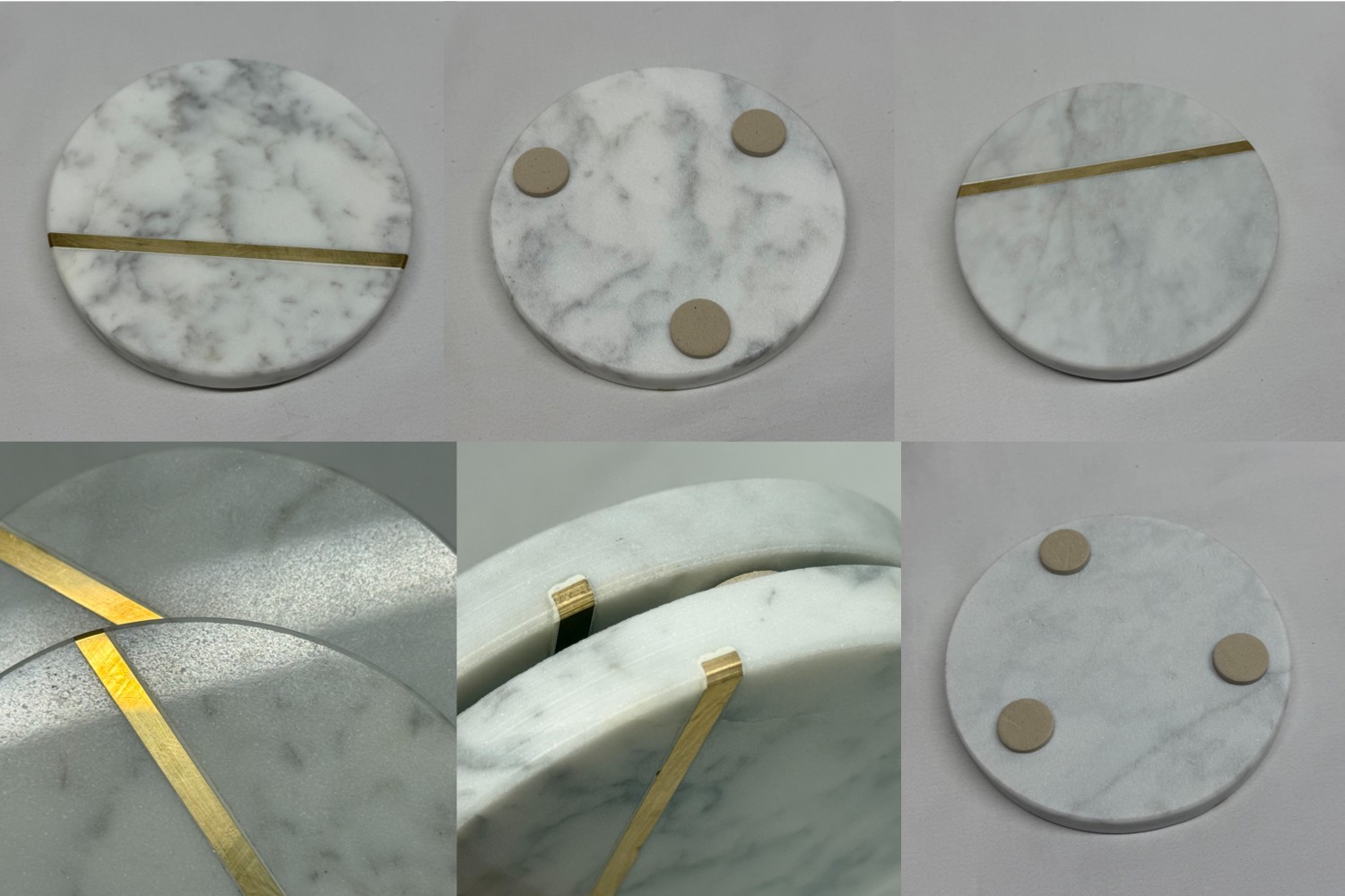 Adjustable Height Pedestal Side Table w/ Gold Base, Round Marble Top & Coasters