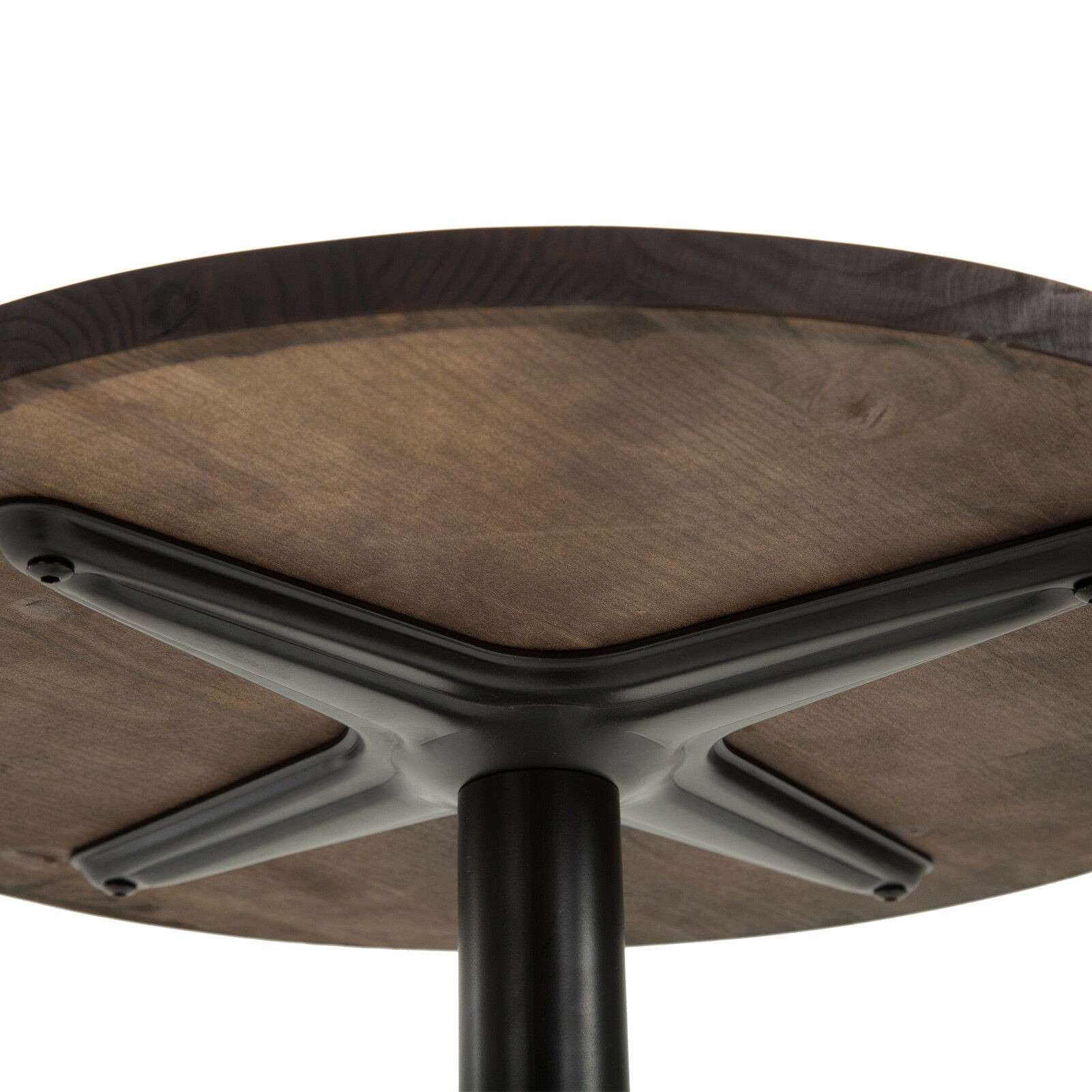 42” Rustic Industrial Metal Elm Wood Top Bar Height Standing Round Pub Table
