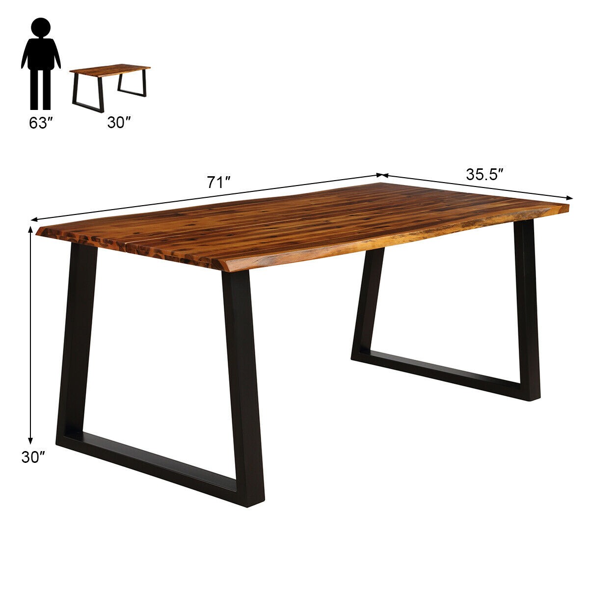 Rectangular Acacia Wood Dining Table Rustic Indoor &Outdoor Furniture
